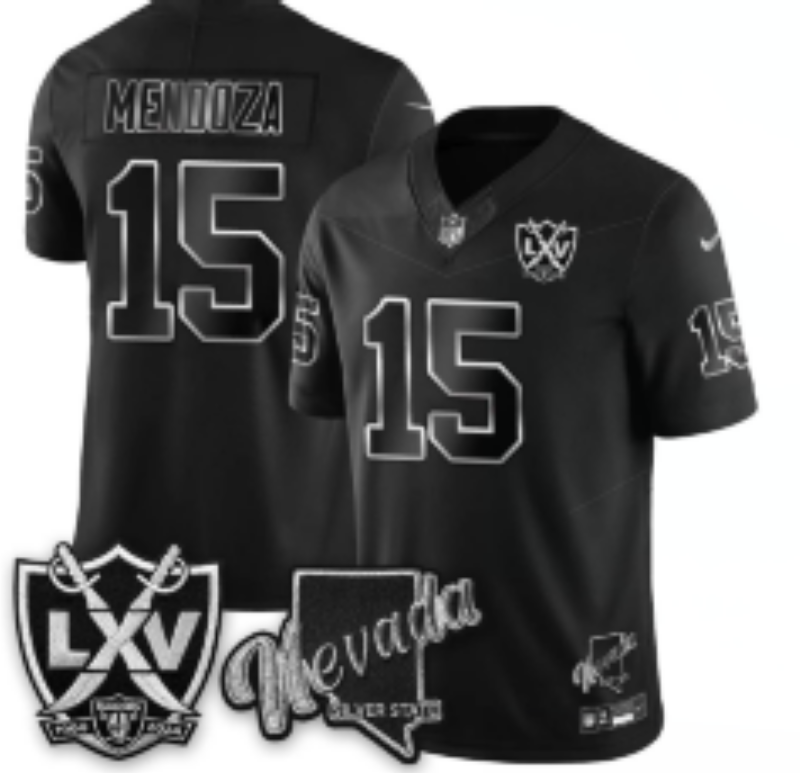 Men 2026 Oakland Raiders #15 Mendoza Black Nike Limited NFL Jersey 0909001